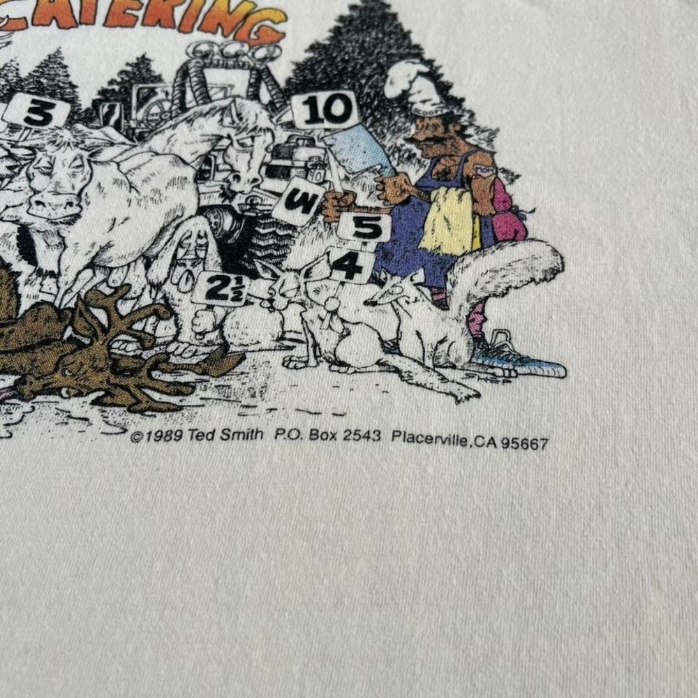 Vintage 1980s Road kill catering funny shirt Made in USA. Tagged large - Picture 6 of 8